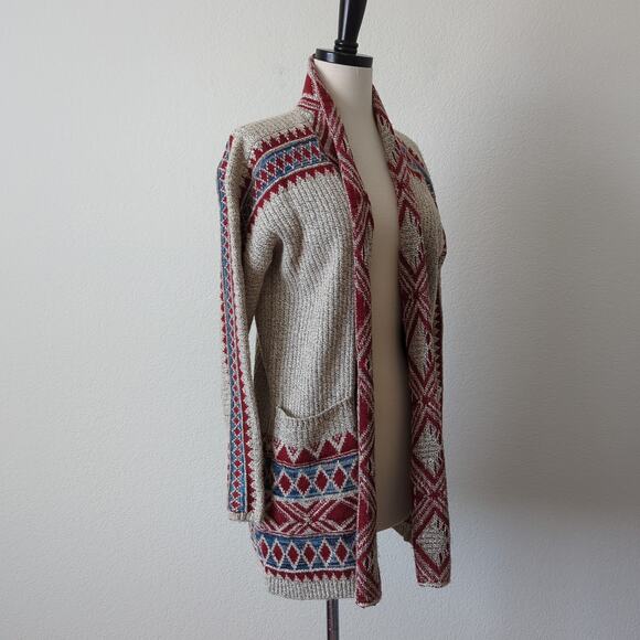 Lucky Brand Women's Open Front Cardigan Sweater Size Medium Western Southwestern - Picture 8 of 11